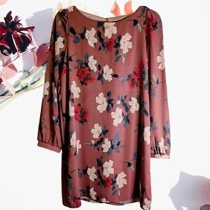 Lulu's small long sleeve lined floral polyester woman's spring/summer dress.